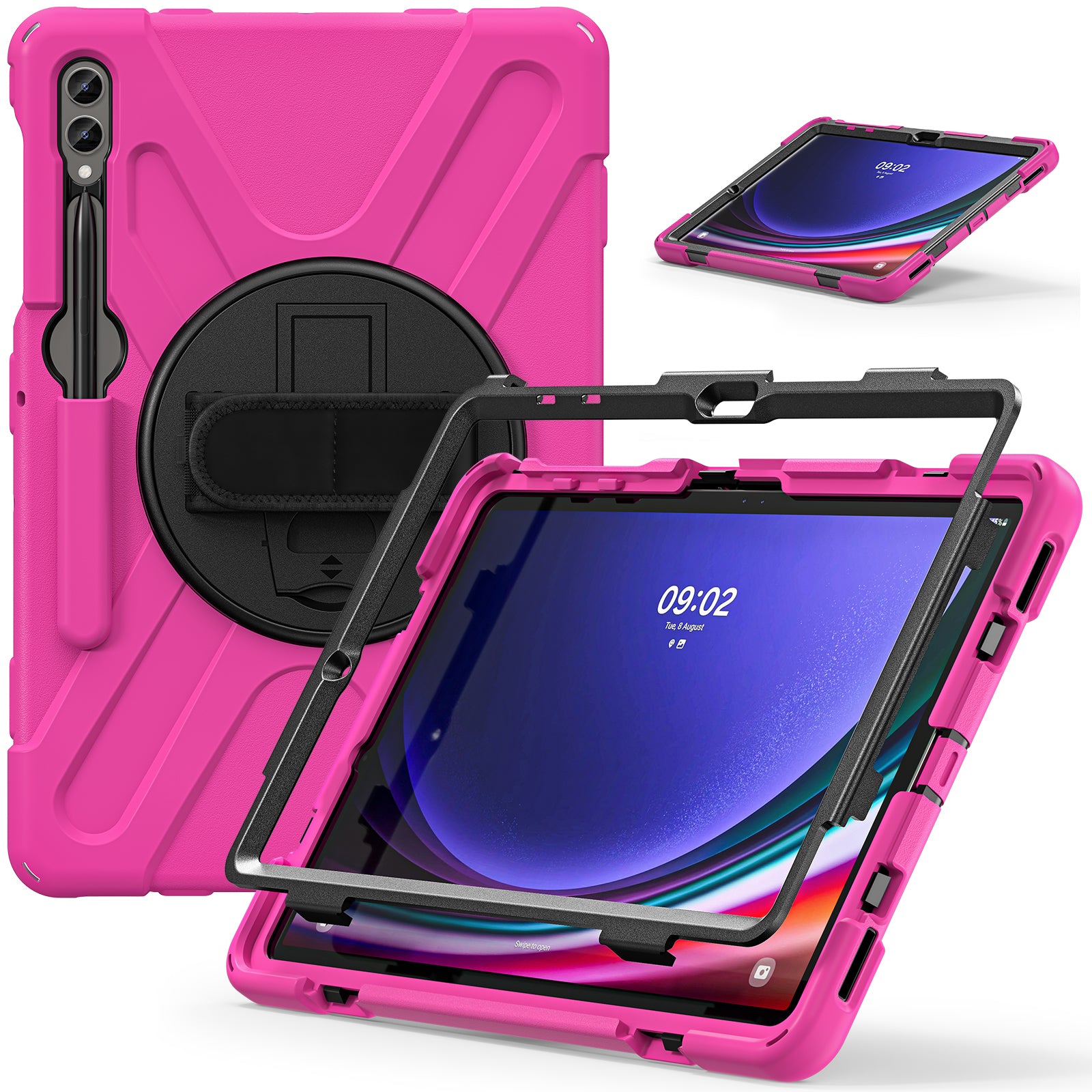 Case for Samsung Galaxy Tab S9 FE+ / S9+ / S8+ / S7+ / S7 FE T730 T735 T736B T736N Tablet Cover with Shoulder Strap - Rose Case for Samsung Galaxy Tab S9 FE+ / S9+ / S8+ / S7+ / S7 FE T730 T735 T736B T736N Tablet Cover with Shoulder Strap - Rose